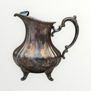 Antique Vintage Silver Plated Water Pitcher Footed Fluted